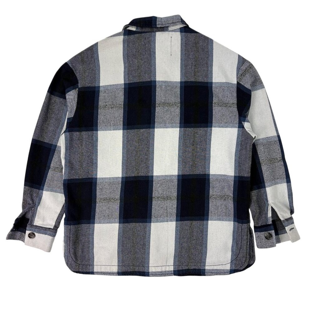 Reserve Fairfax Women’s Plaid Flannel Shacket Blue Gray Button Up Size Small - Picture 2 of 13